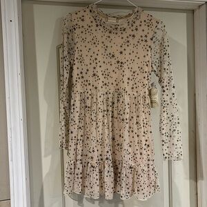 Altar’d State Women’s Medium NWT Cream Mesh Black Stars Dress